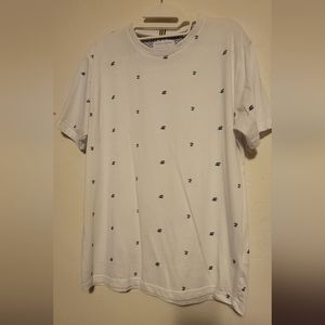 Denim & Flower Palm Tree Short Sleeve Shirt, Medium